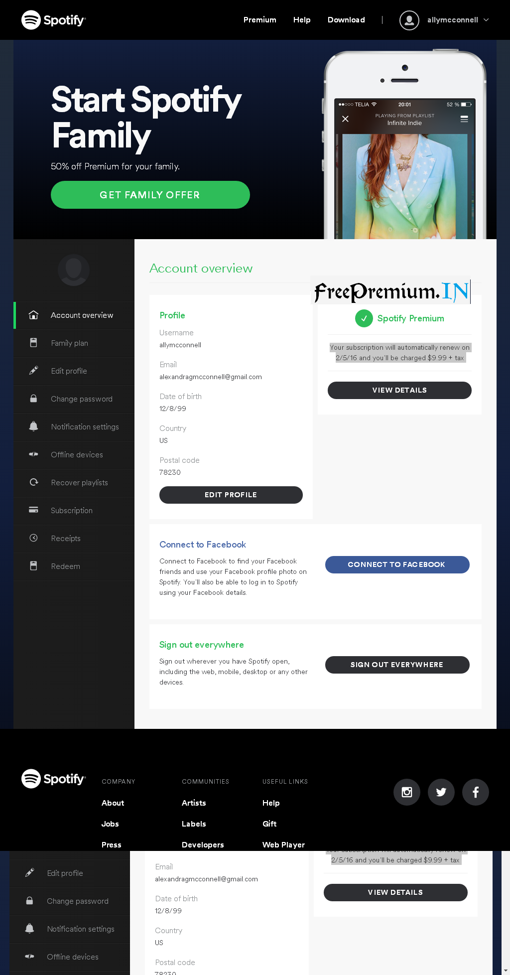 Free spotify premium account